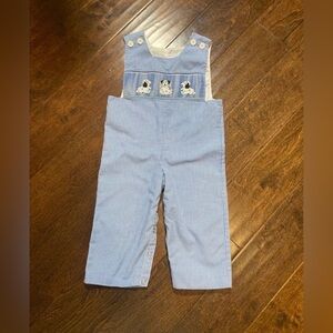 Mom and Me baby boys SZ 12M smocked Dalmatian puppies romper Jon Jon